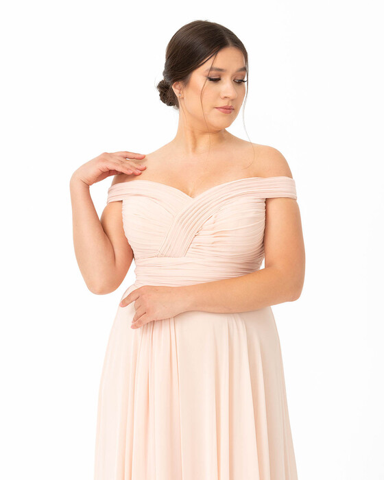 Plus Size A-Line Open Shoulder Chiffon Evening Dress