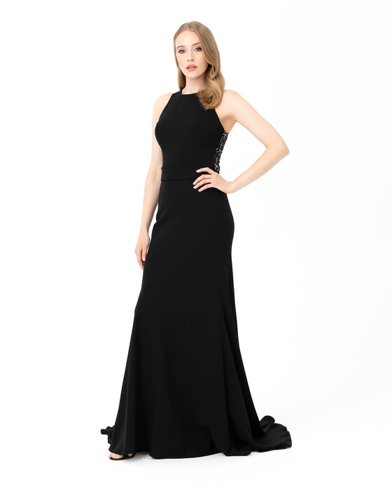  Fish Form Crepe Evening Dress