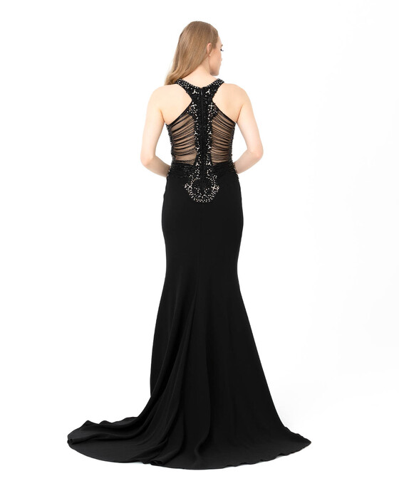  Fish Form Crepe Evening Dress