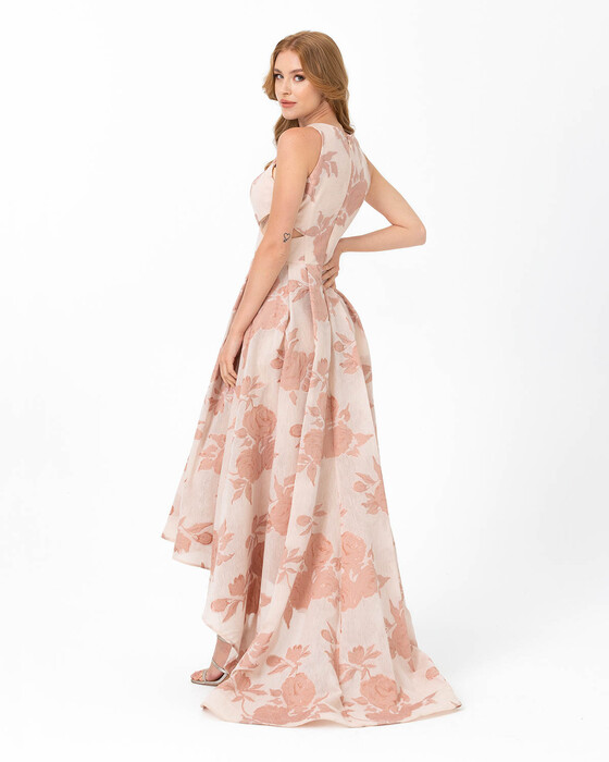 A Cut Transparent Collar Jacquard Evening Dress