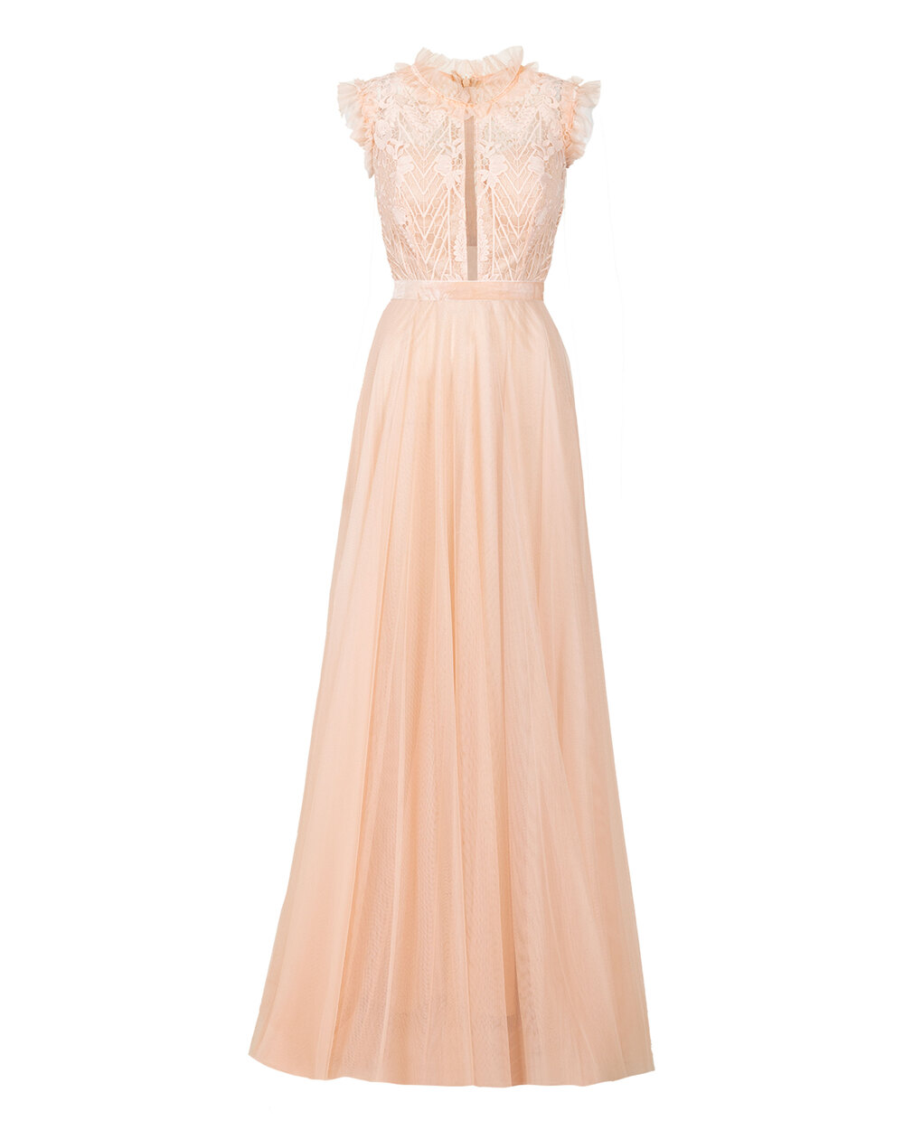 A Cut Frill Collar Tulle Evening Dress