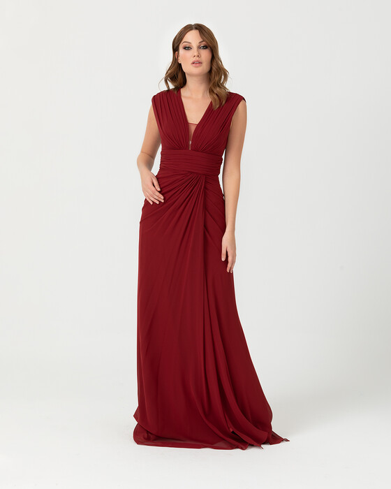 A Cut V Neck Chiffon Evening Dress