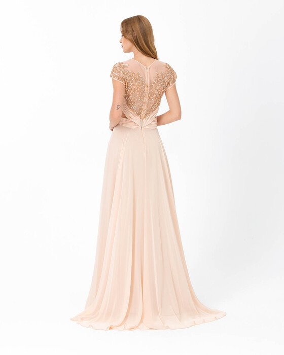 A Cut Zero Collar Chiffon Evening Dress