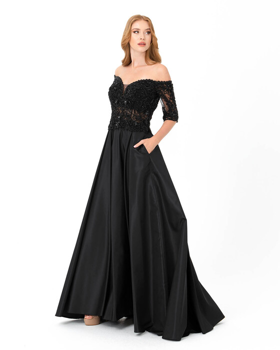 Heart Collar Taffeta Evening Dress