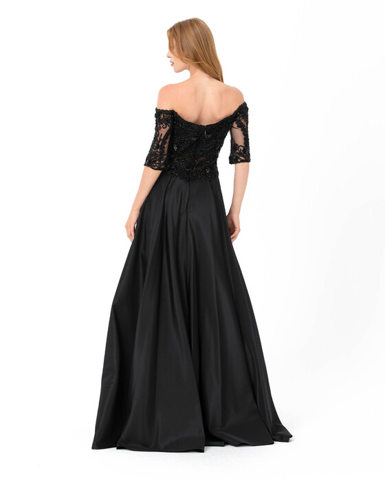 Heart Collar Taffeta Evening Dress