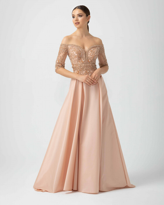 Heart Collar Taffeta Evening Dress