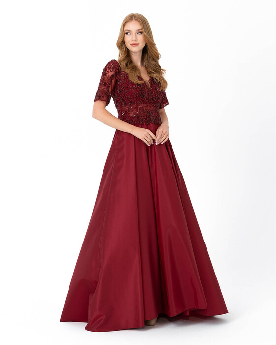 Heart Collar Taffeta Evening Dress