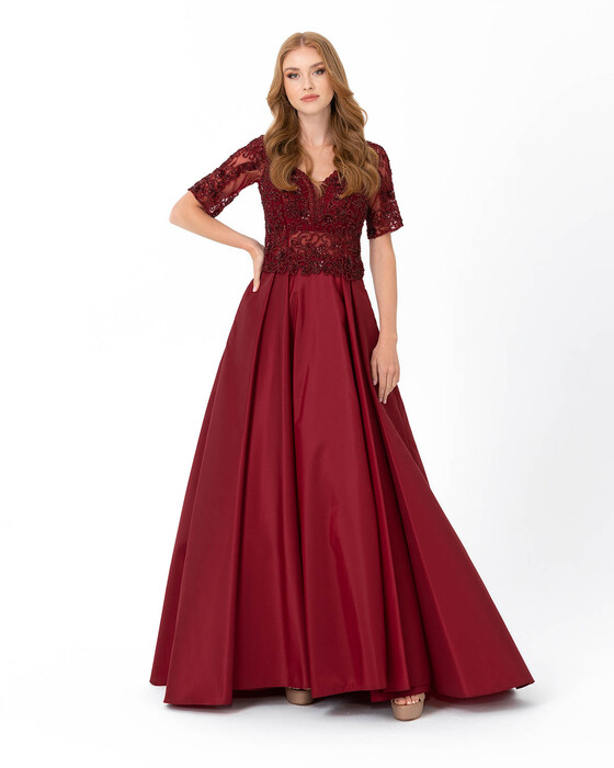 Heart Collar Taffeta Evening Dress