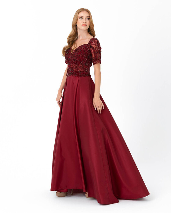 Heart Collar Taffeta Evening Dress