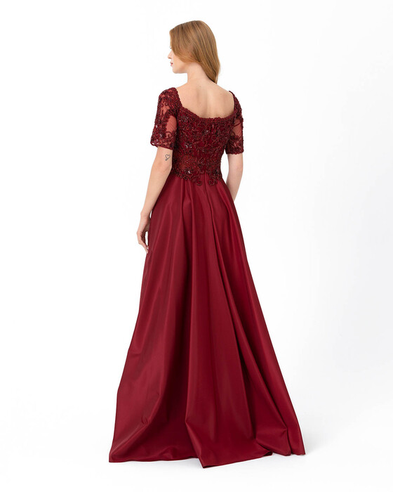 Heart Collar Taffeta Evening Dress