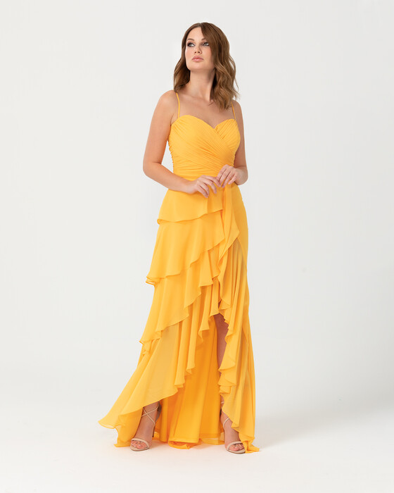 A Cut Heart Collar Chiffon Evening Dress