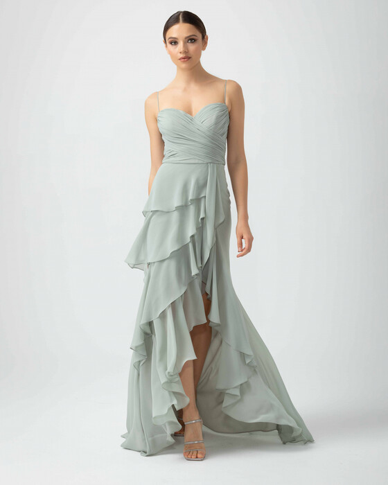 A Cut Heart Collar Chiffon Evening Dress