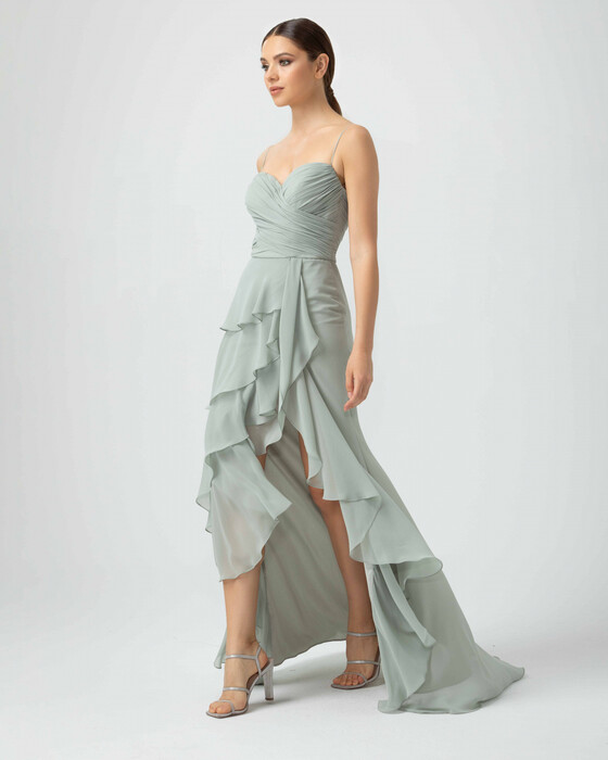 A Cut Heart Collar Chiffon Evening Dress