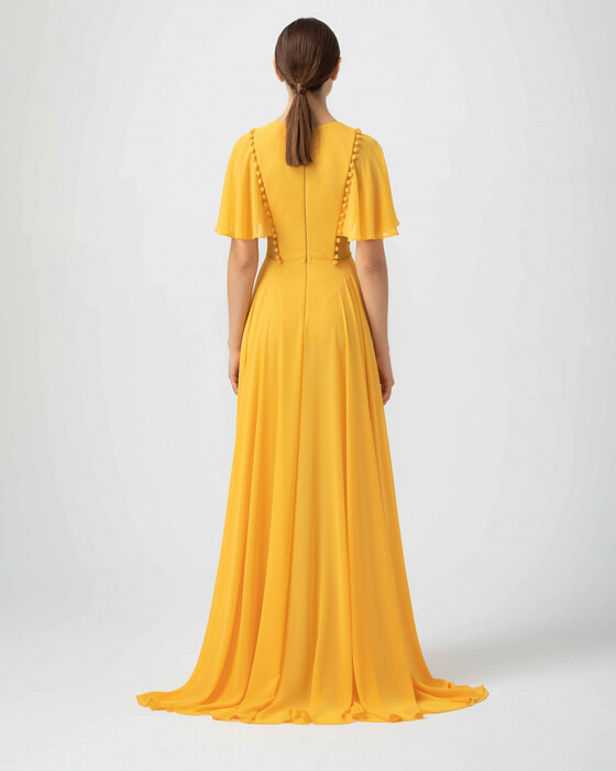 A Kesim Sıfır Yaka Şifon Abiye