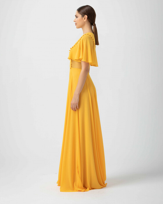 A Kesim Sıfır Yaka Şifon Abiye