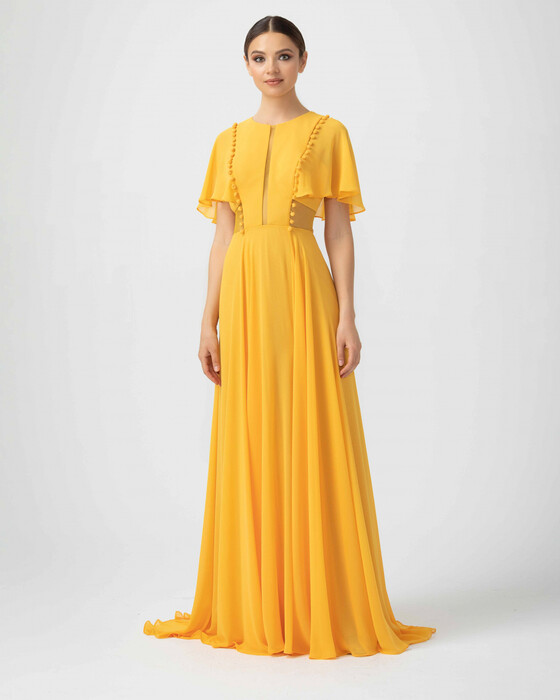 A Kesim Sıfır Yaka Şifon Abiye