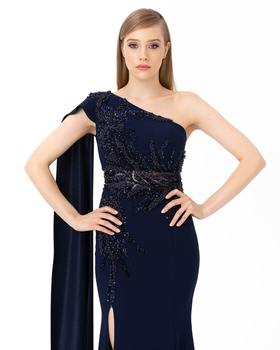 Slitted Indian Accesoried Evening Dress