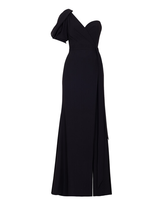 Fish Form Double Breasted Collar Crepe Evening Dress