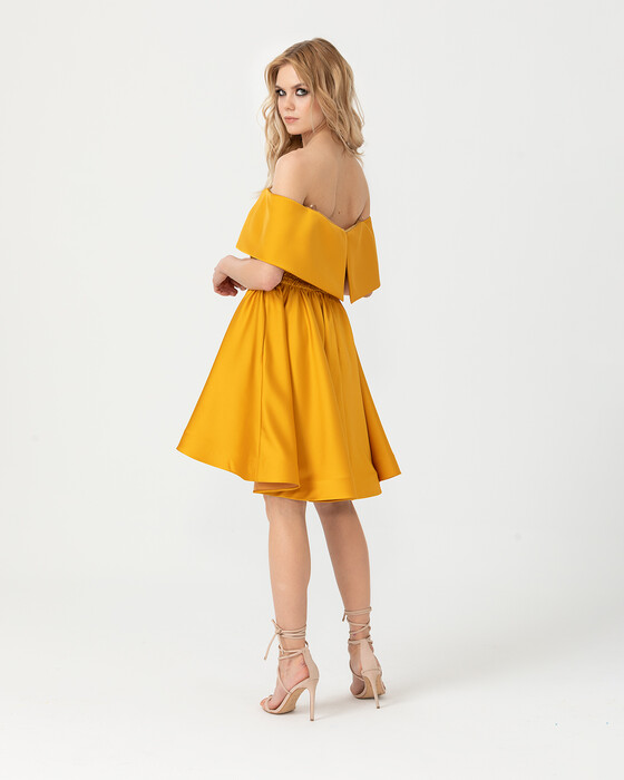 A Kesim Açık Omuz Saten Abiye