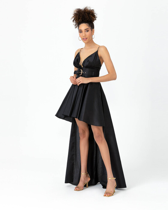 Belted Accesoried Evening Dress