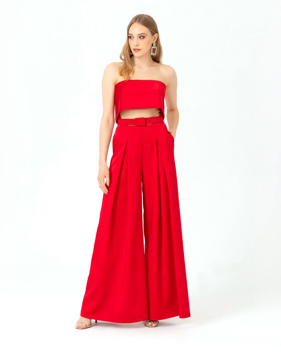 Strapless Satin Evening Dress Jumpsuit