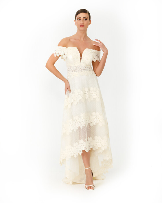  Lace Detailed Evening Dress