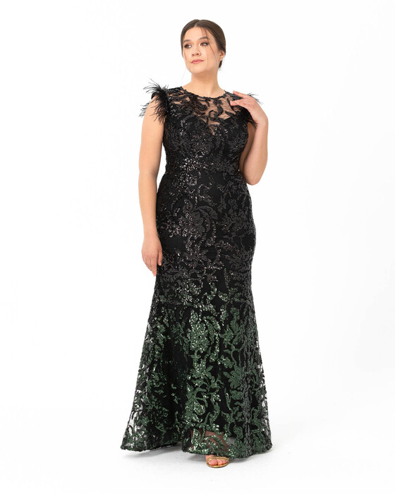Plus Size Fish Form Sequined Evening Dress