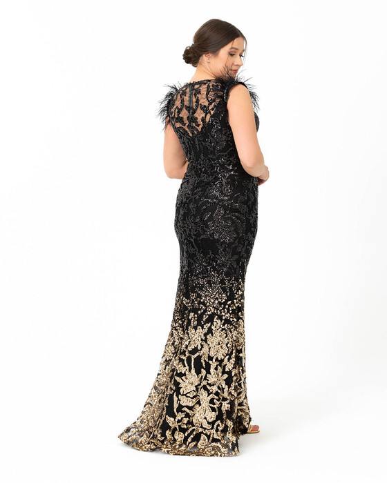 Plus Size Fish Form Sequined Evening Dress