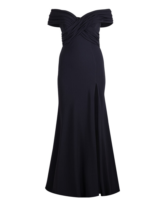 PLUS SIZE OPEN SHOULDER EVENING DRESS