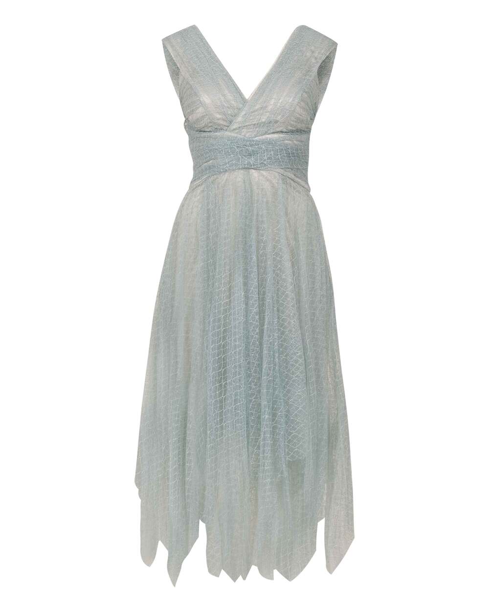 A-Line V Neck Tulle Evening Dress