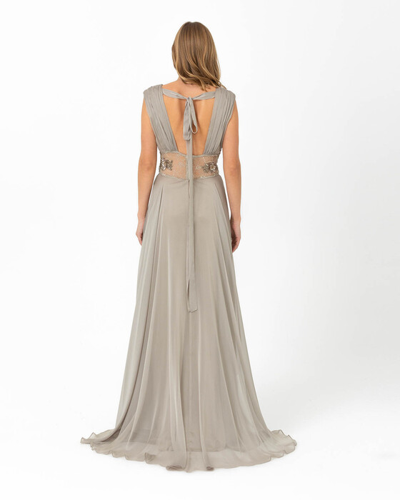 A Cut V Neck Chiffon Evening Dress