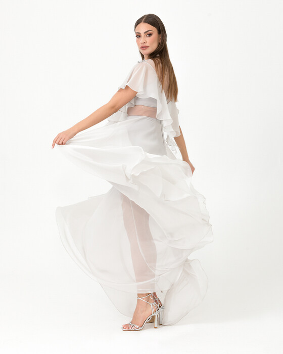 A-Line Transparent Collar Chiffon Evening Dress