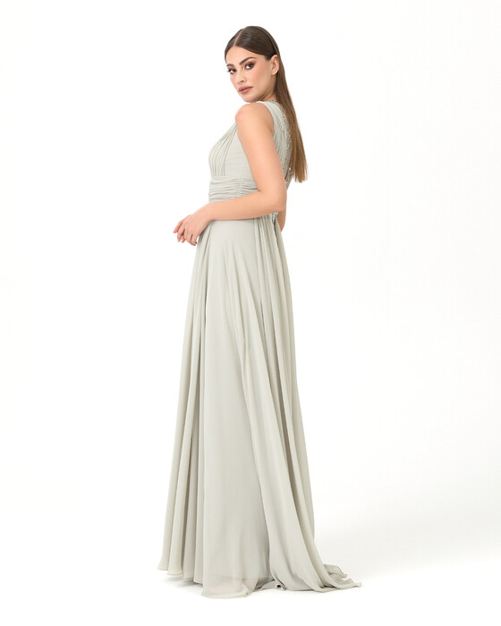  A Cut V Neck Chiffon Evening Dress