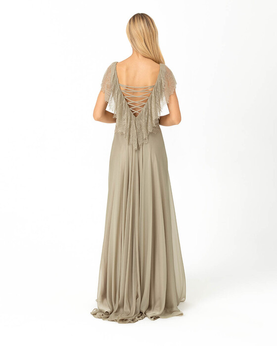 V Neck Chiffon Evening Dress