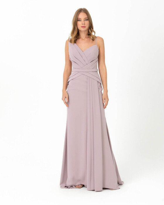 Fish Form V Neck Evening Dress