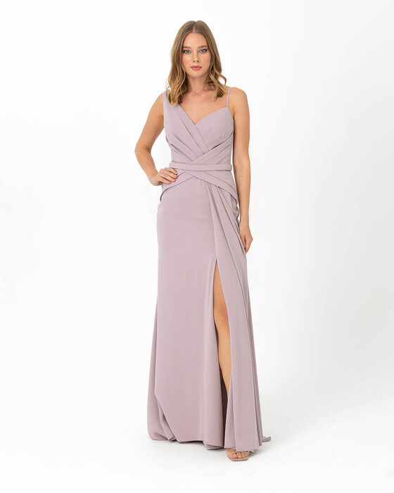 Fish Form V Neck Evening Dress