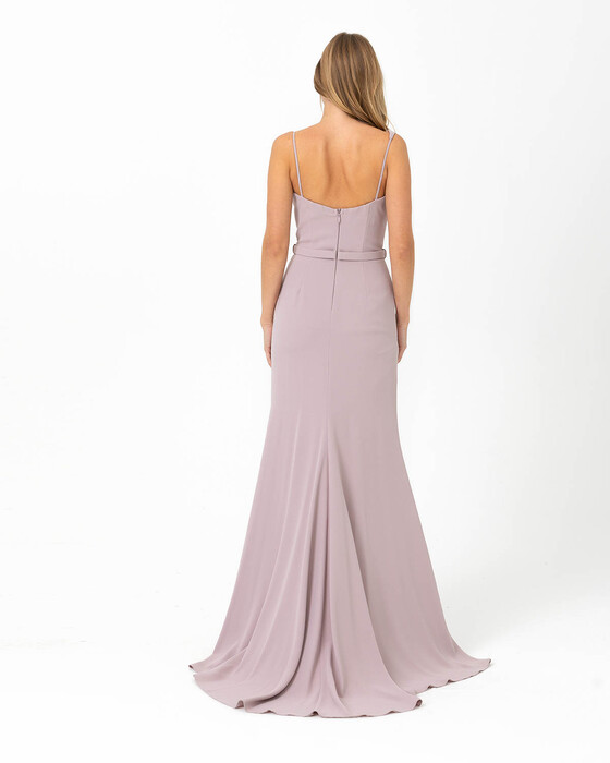 Fish Form V Neck Evening Dress