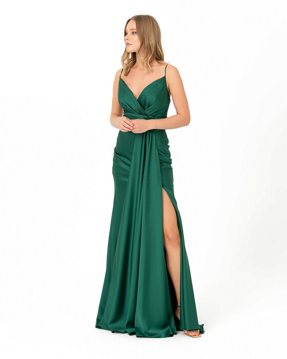 V Neck Fish Form Evening Dress