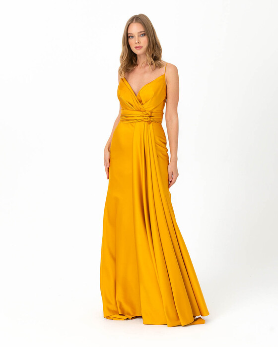 V Neck Fish Form Evening Dress