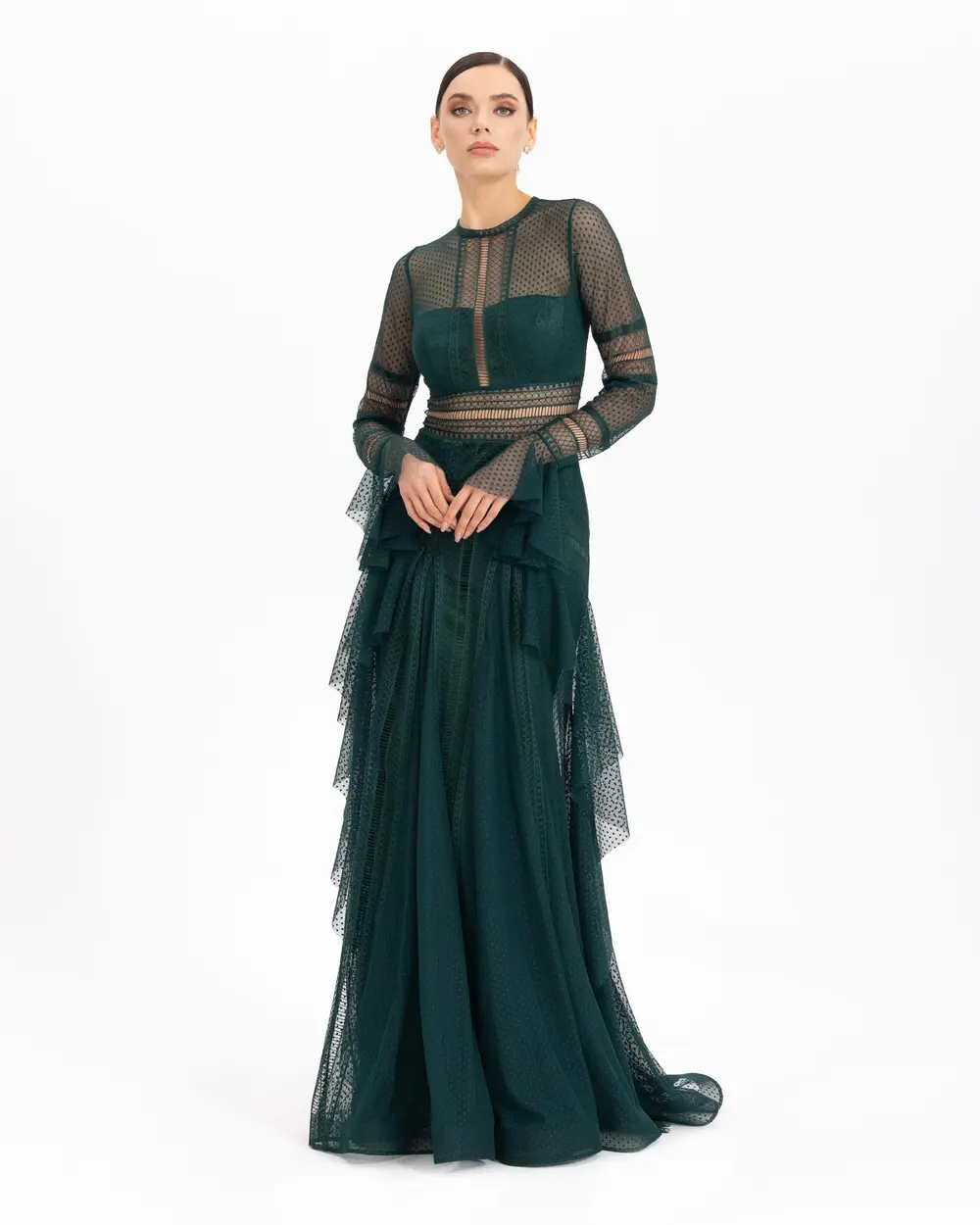 FISH FORM MAXI SIZE TULLE EVENING DRESS