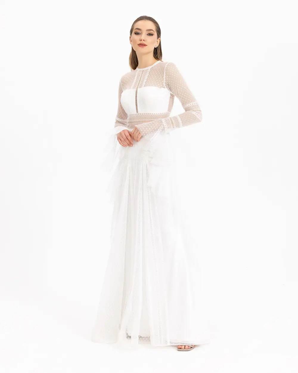 FISH FORM MAXI SIZE TULLE EVENING DRESS