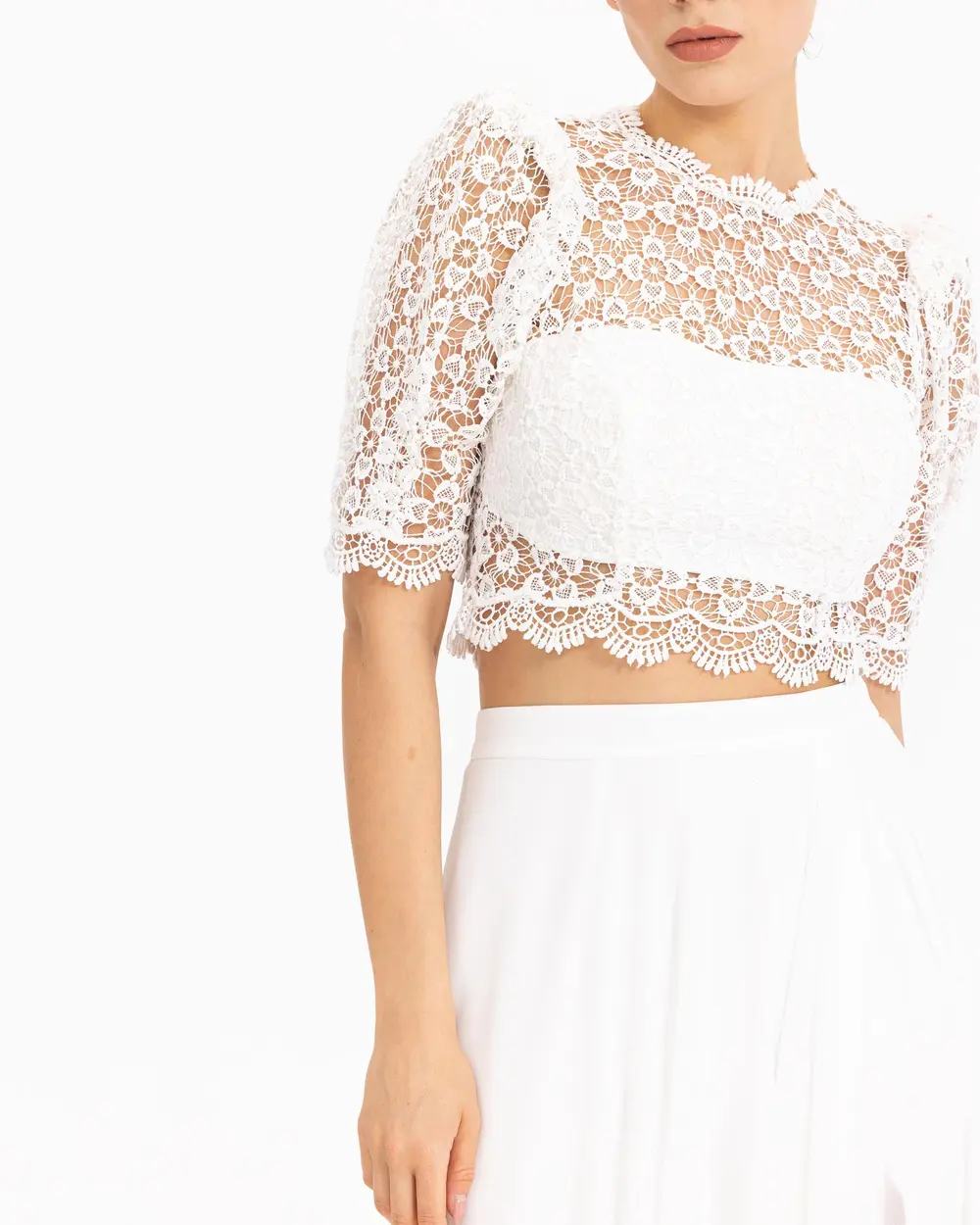 Lace Detailed Two Piece Evening Dress