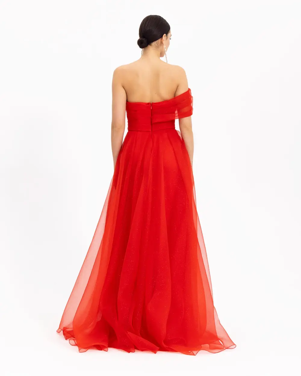  Asymmetrical Collar Organza Evening Dress