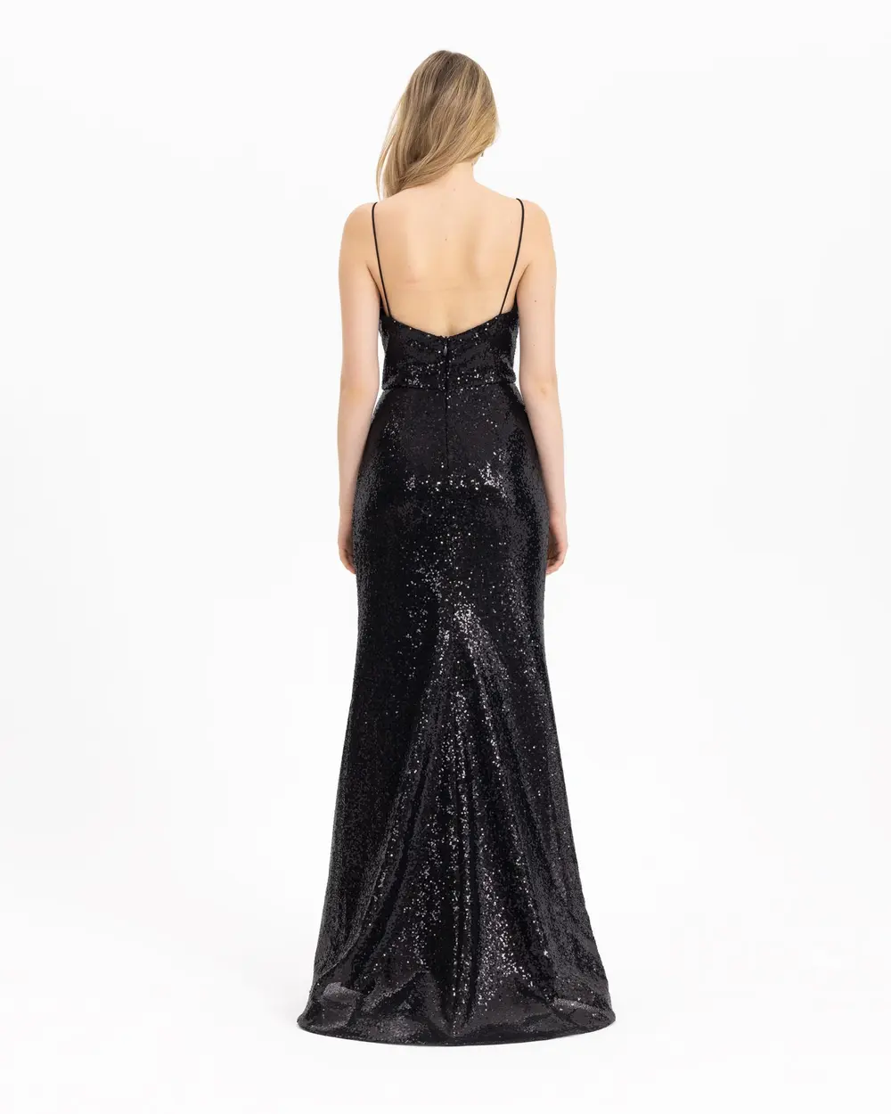  STONE EMBROIDERED SEQUIN EVENING DRESS