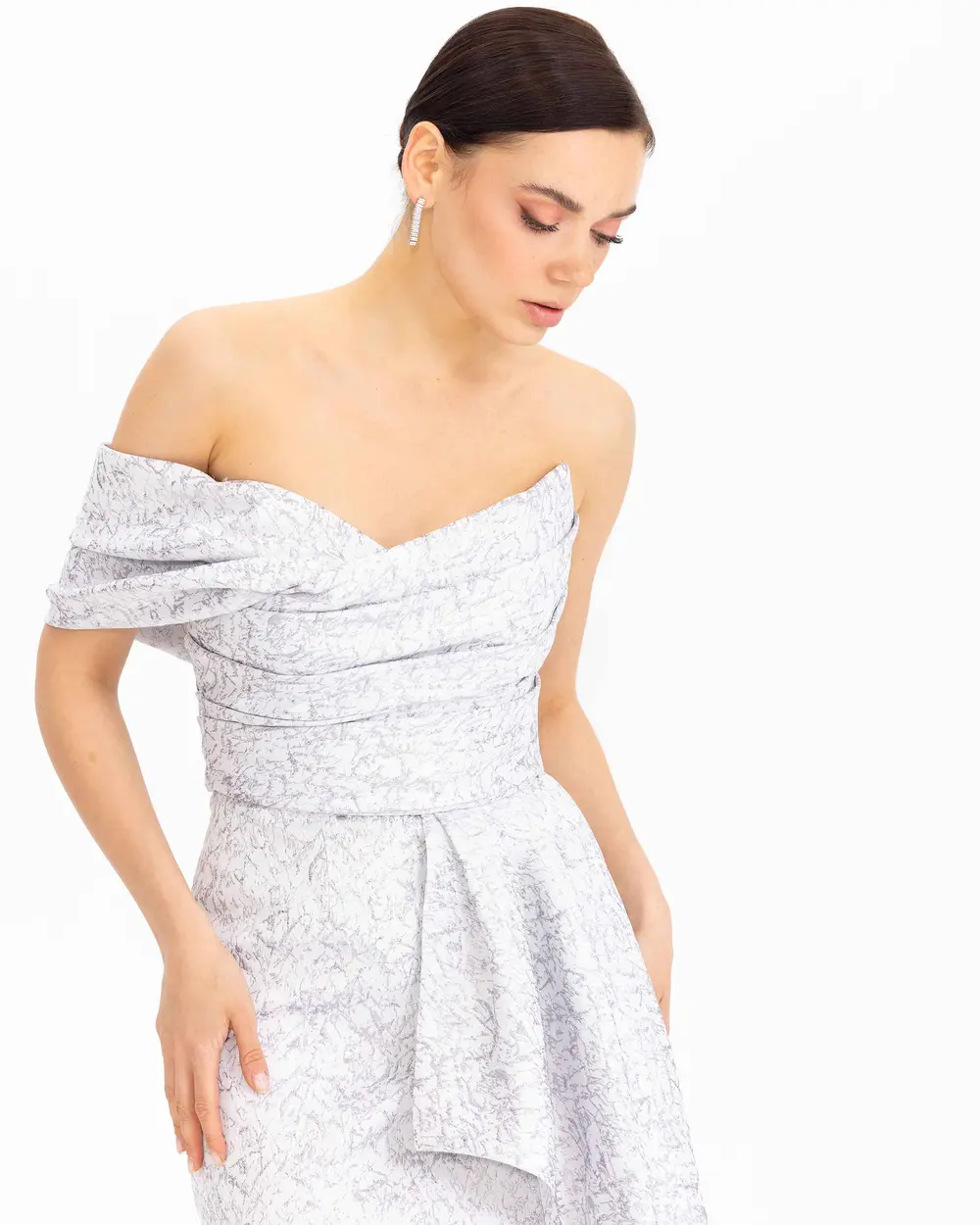 Jacquard One Shoulder Evening Dress