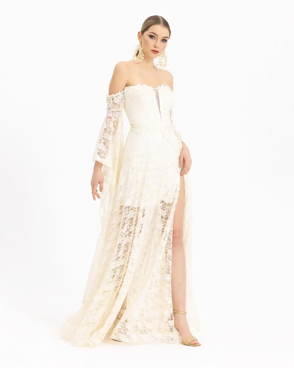 Straplez Dantel Abiye