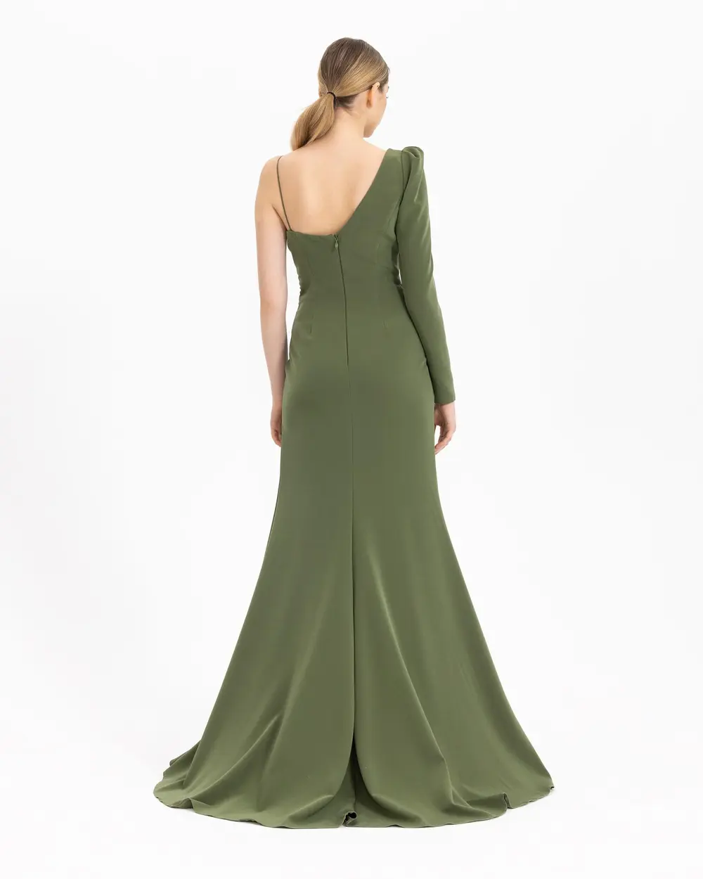 Draped One Shoulder Slim Fit Evening Dress