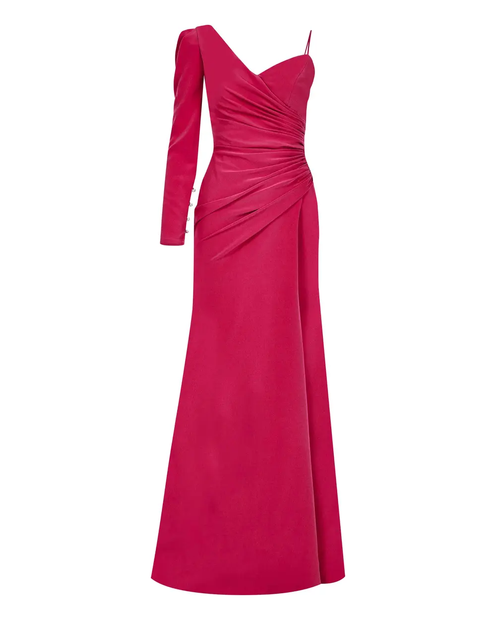 Draped One Shoulder Slim Fit Evening Dress