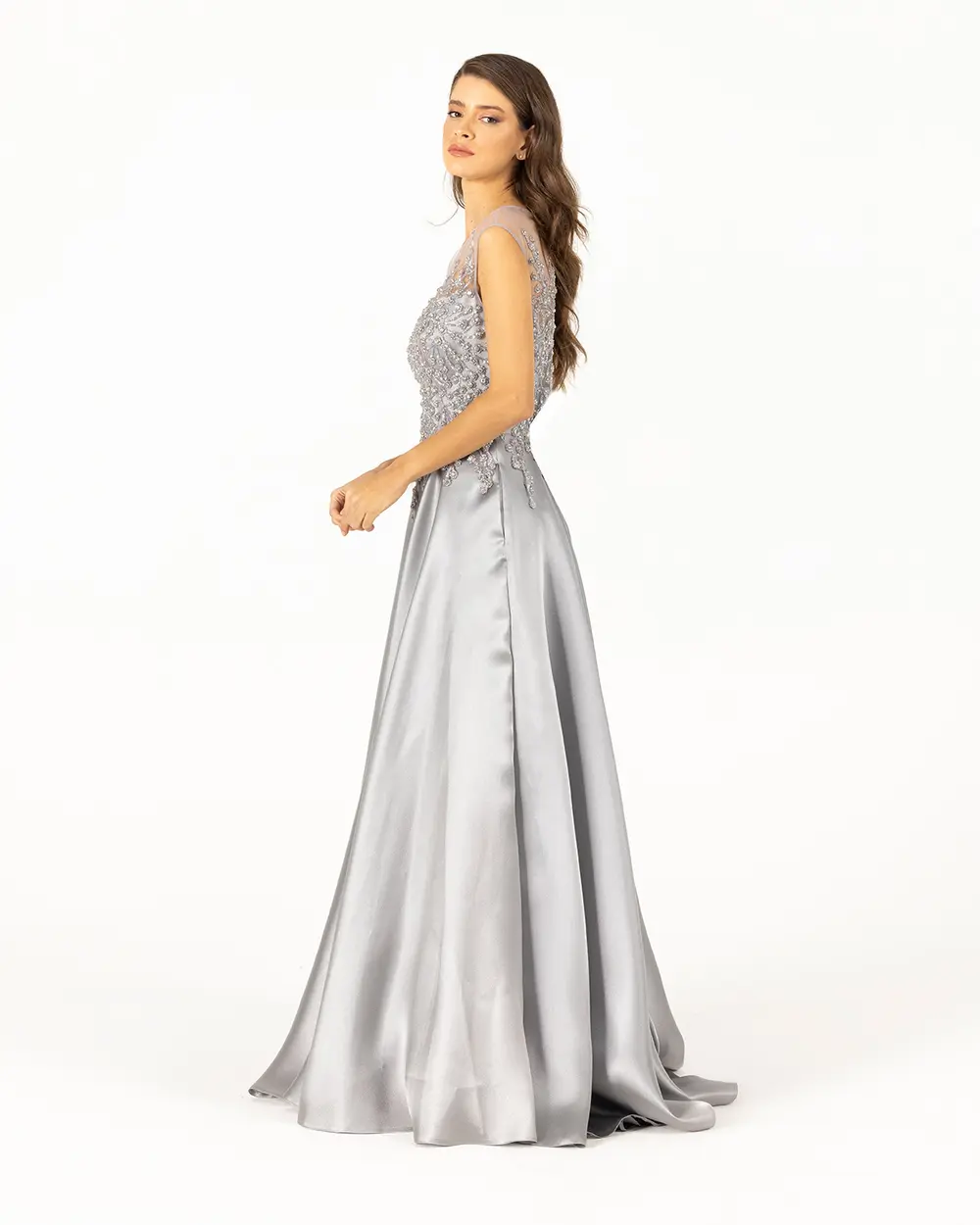 Buy Stylee Lifestyle Grey Net Embroidered Gown Style 3818 at Amazon.in