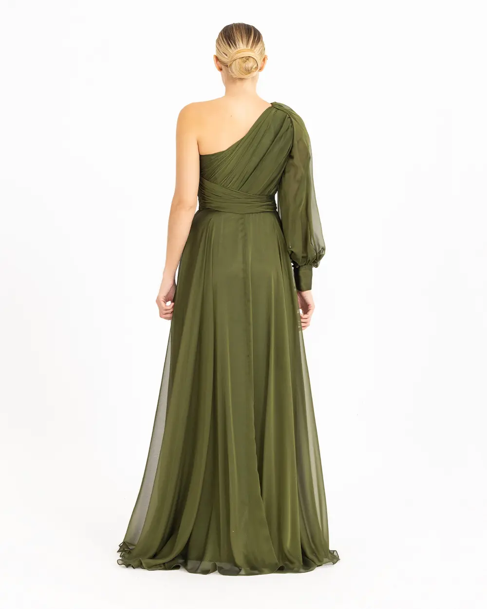 One Shoulder Chiffon Evening Dress